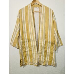 Eileen Fisher Organic Cotton Striped Kimono Jacket Petite Open Front oversized